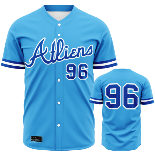 Atliens, Powder Blue - Cropped Baseball Jersey